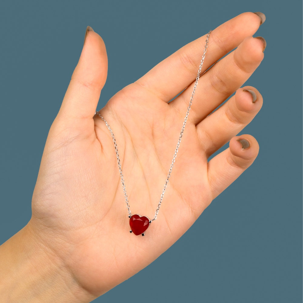 عقد القلب الاحمر فضة عيار 925