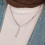 عقد فضة عيار 925 مرصع بالزركون وبدلاية بلون اصفر