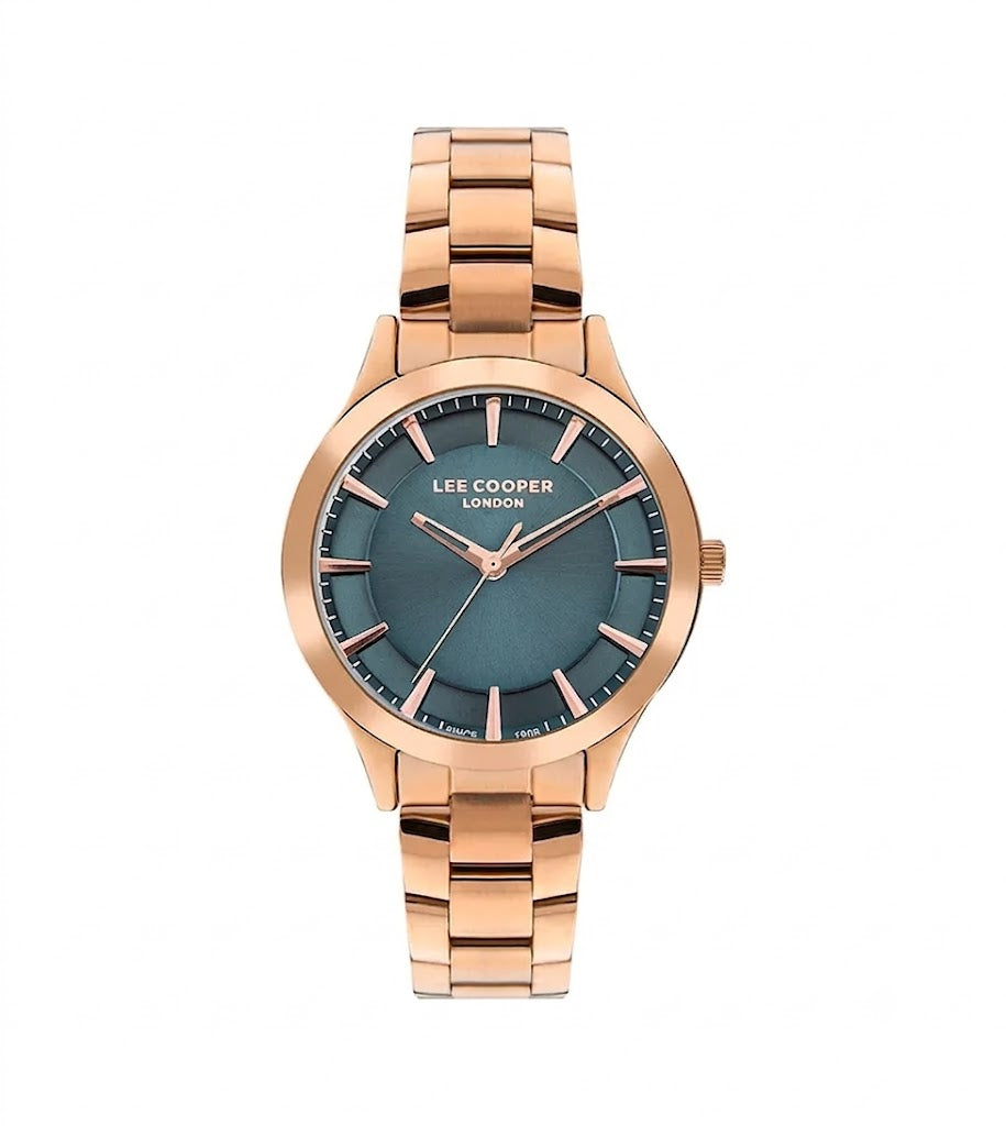 Lee Cooper Women’s Watch with Rose Gold Bracelet and Dark Blue Dial
