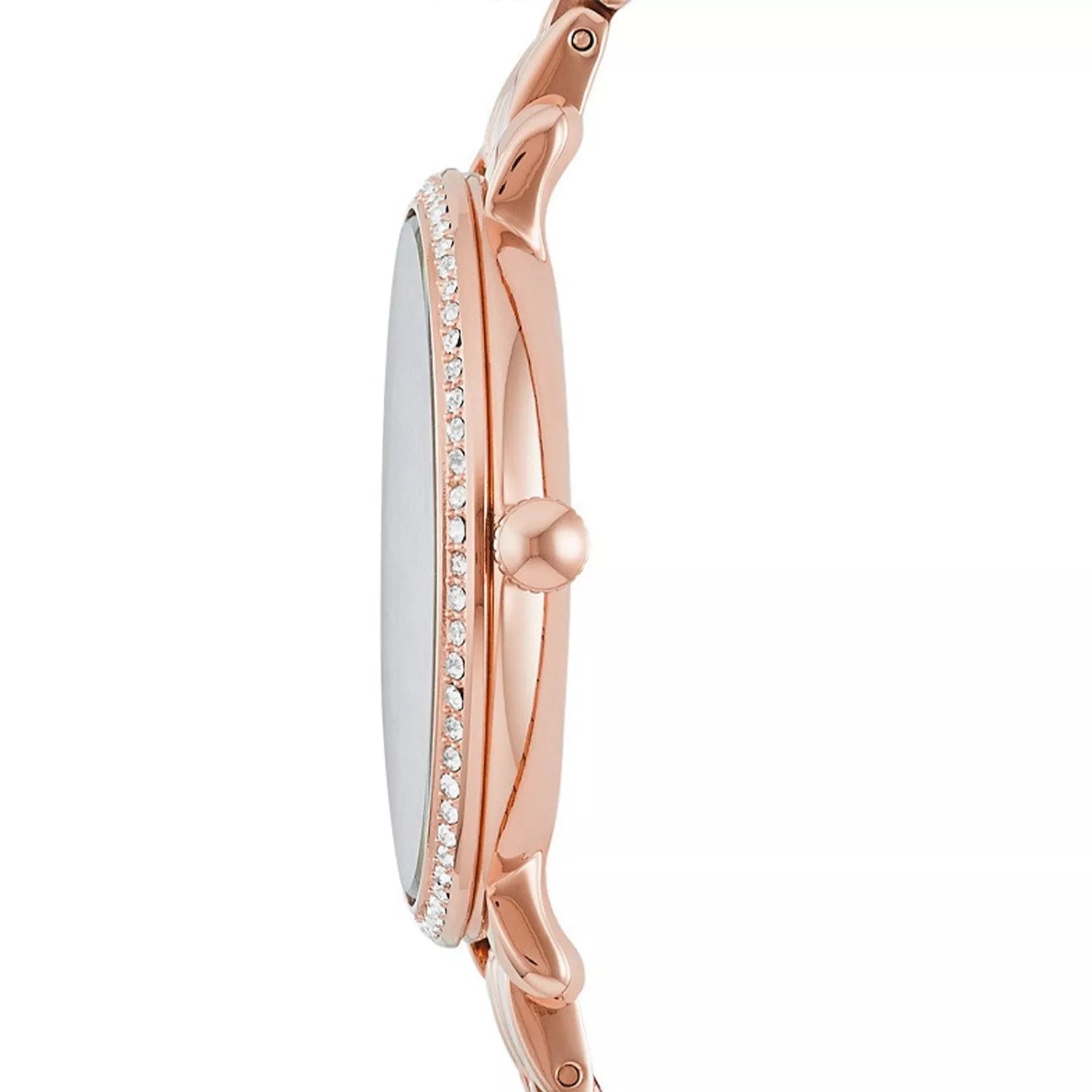 ساعة فوسيل جاكلين كوارتز للنساء بسوار من الستانلس ستيل بلون ذهبي وردي وميناء ذهبي وردي ES3546