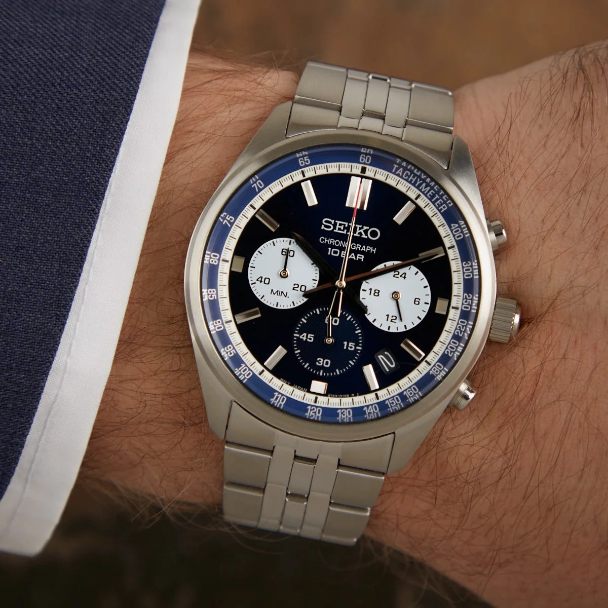 Seiko Blue Dial Silver Stainless Steel Men's Watch