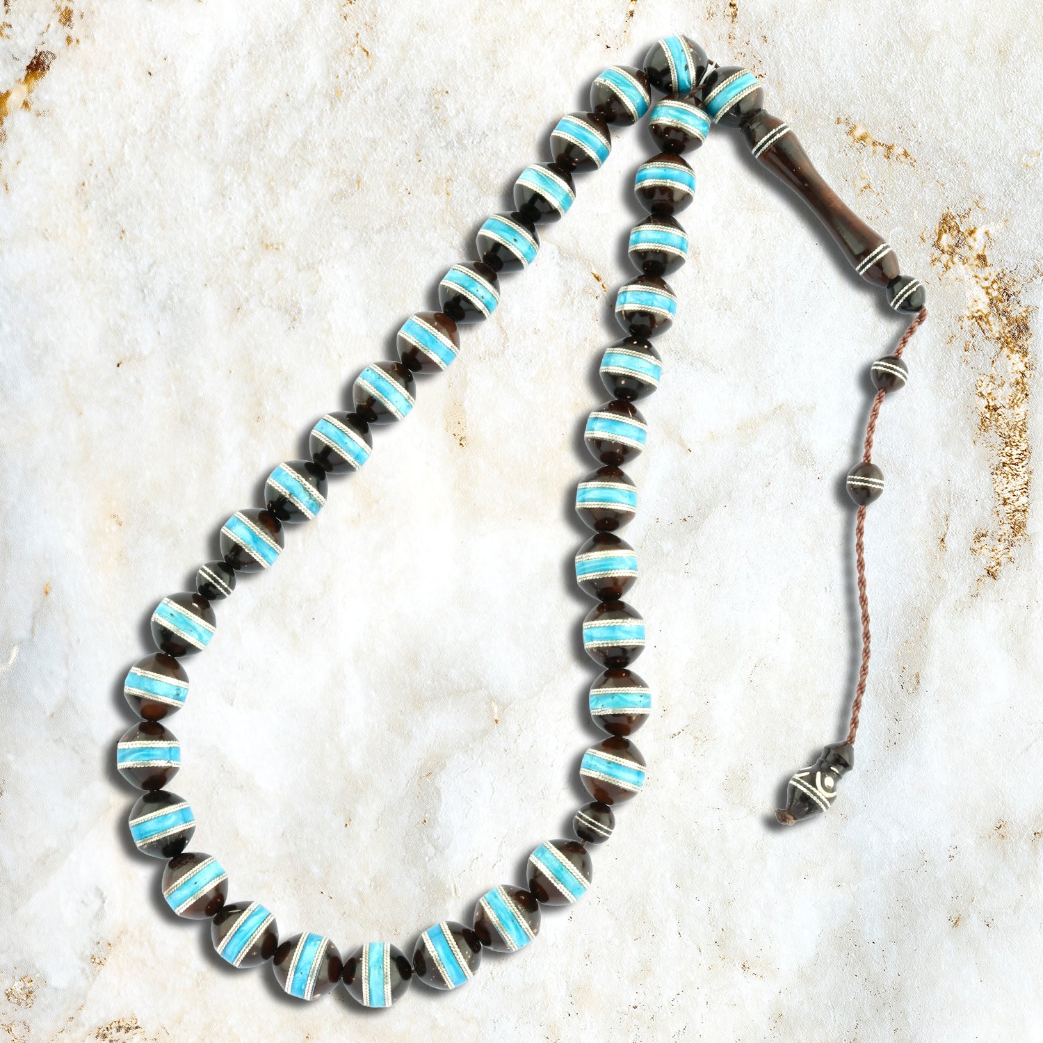 سبحة للجنسين كوك لوكس مطعمة فضة عيار 999 لون فيروزي