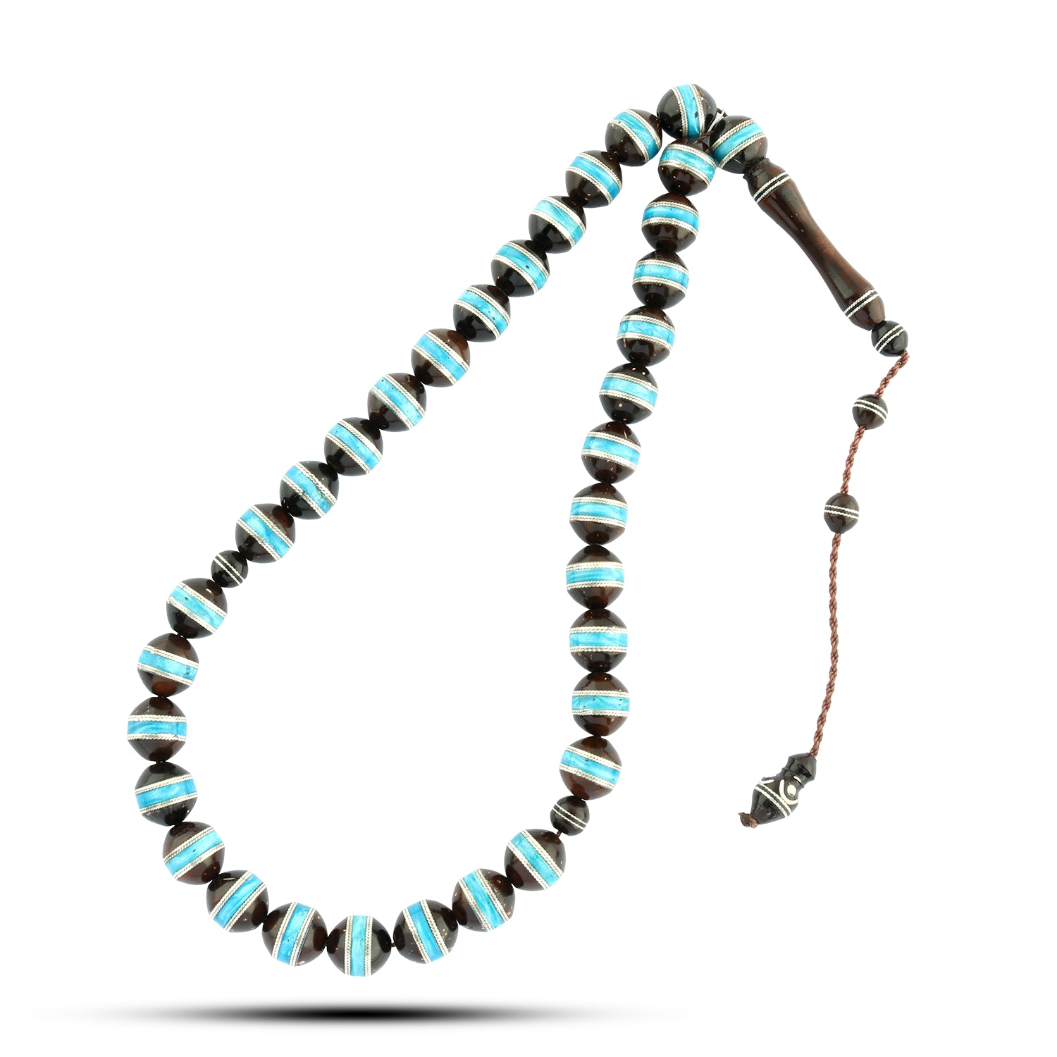 سبحة للجنسين كوك لوكس مطعمة فضة عيار 999 لون فيروزي