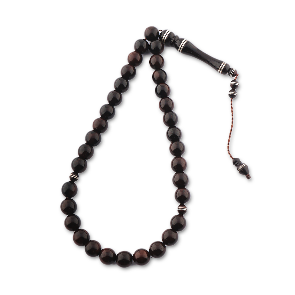 سبحة كوك لوكس 33 حبة مدورة مطعّمة فضة