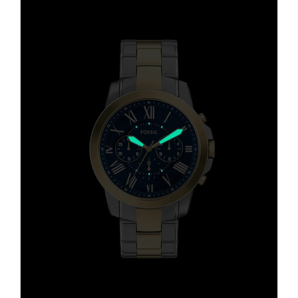 Fossil Grant Chronograph Two-Tone Stainless Steel Blue Dial, Mens Watch FS6132