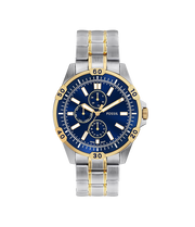 Fossil Men's Two-Tone Stainless Steel Watch with Blue Dial