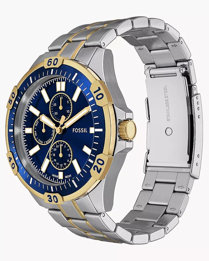Fossil Men's Two-Tone Stainless Steel Watch with Blue Dial
