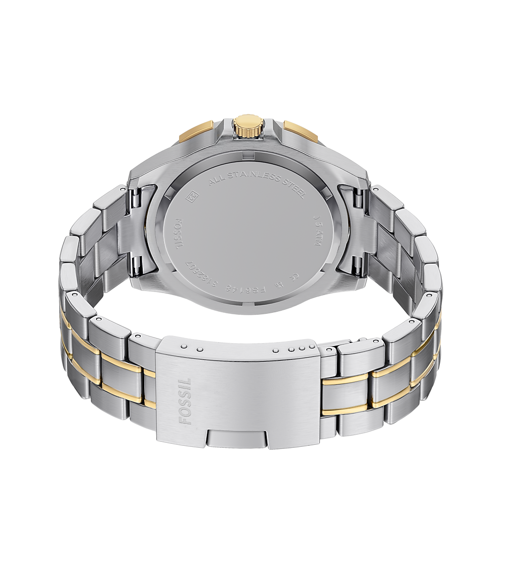 Fossil Men's Two-Tone Stainless Steel Watch with Blue Dial