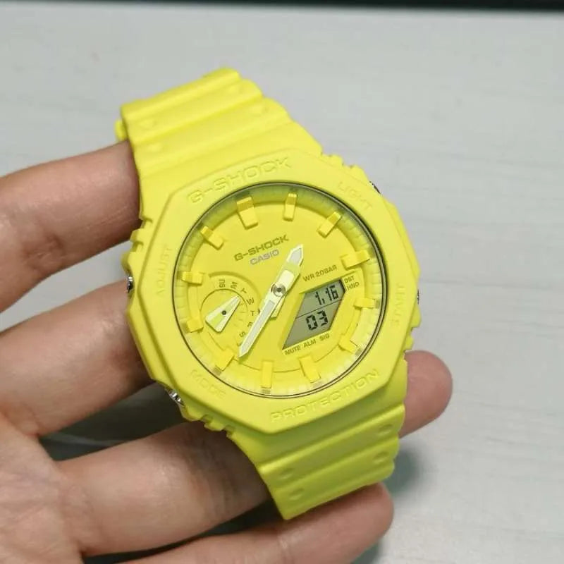 GA-2100-9A9DR - ساعة يد كاسيو جي شوك ديجيتال رياضية كاجوال بسوار رزين للرجال