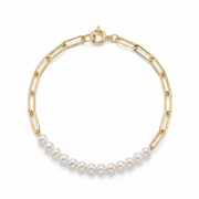 925 silver gold-plated bracelet with a chain and pearls.