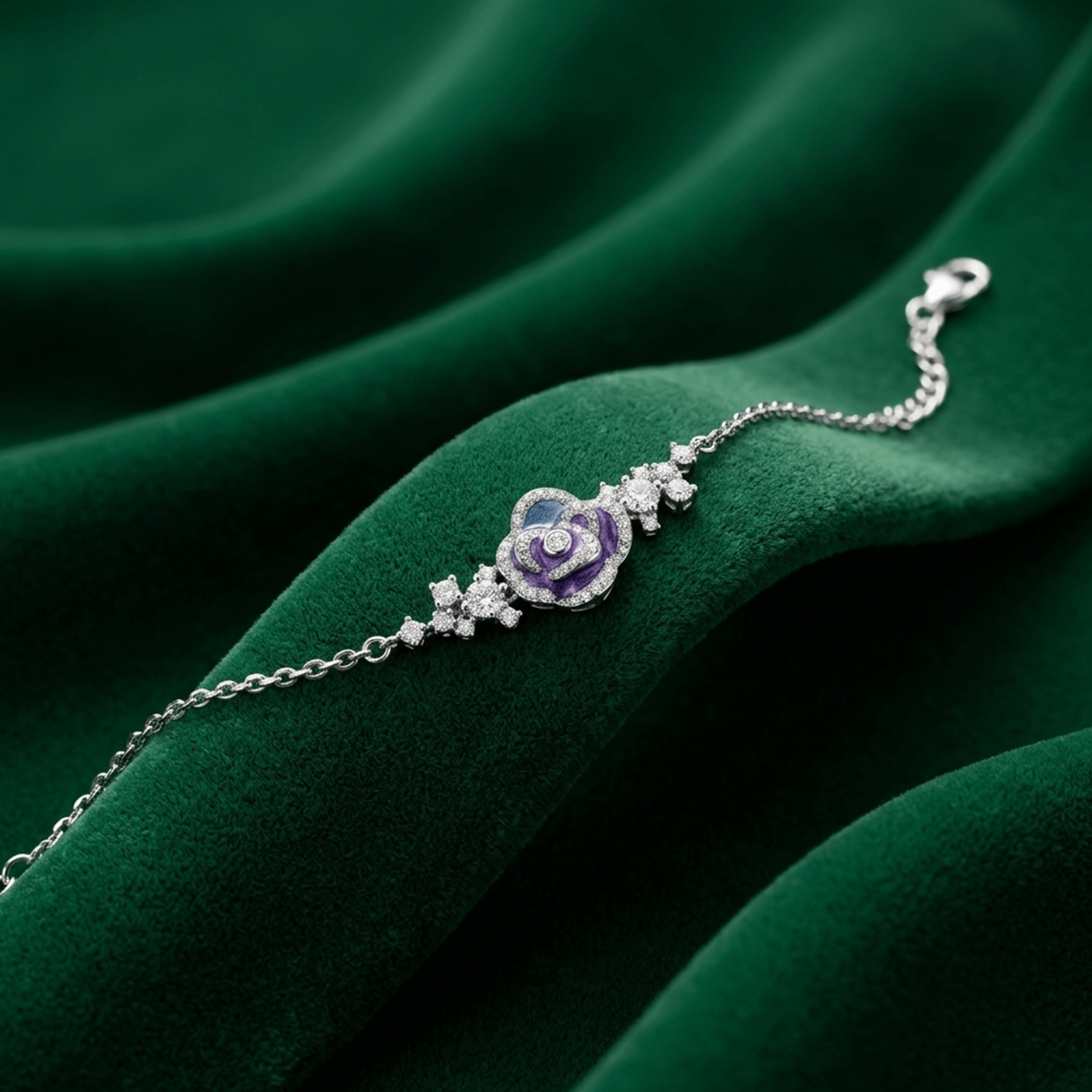 925 silver bracelet with an elegant floral design featuring refined color gradients.