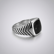 Men’s silver ring with a natural black onyx stone, 925 .