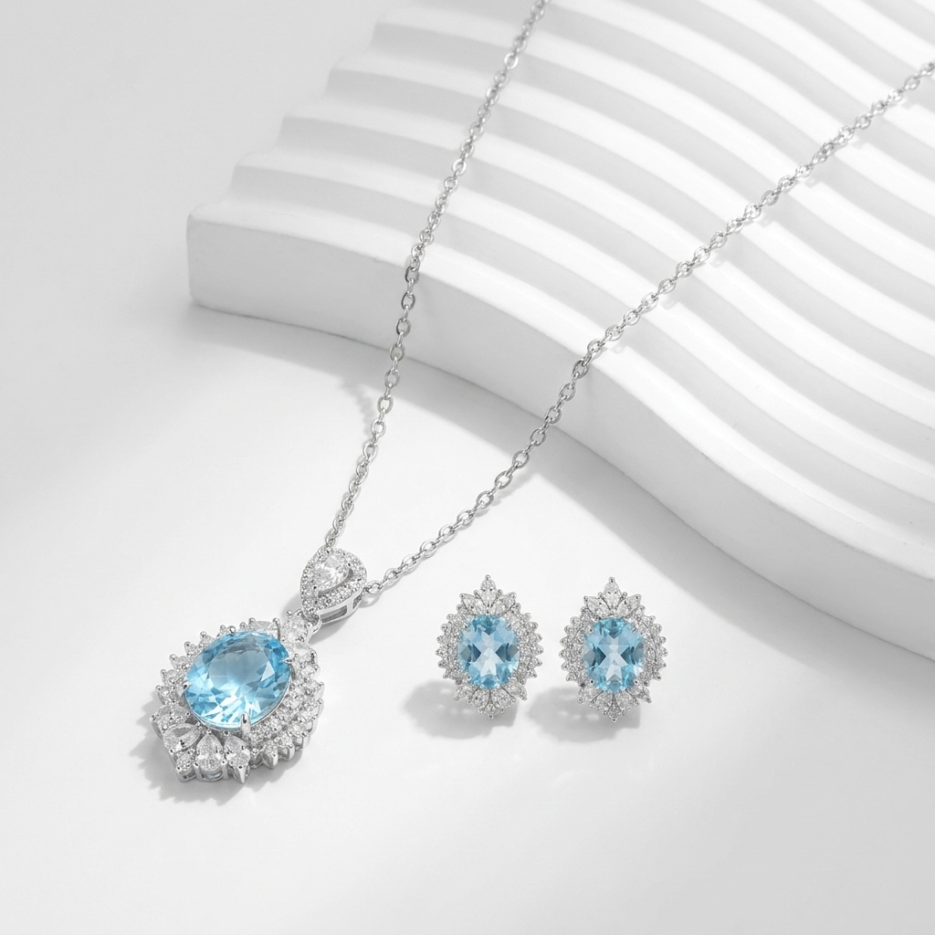 925 Silver Royal Blue Gem Jewelry Set