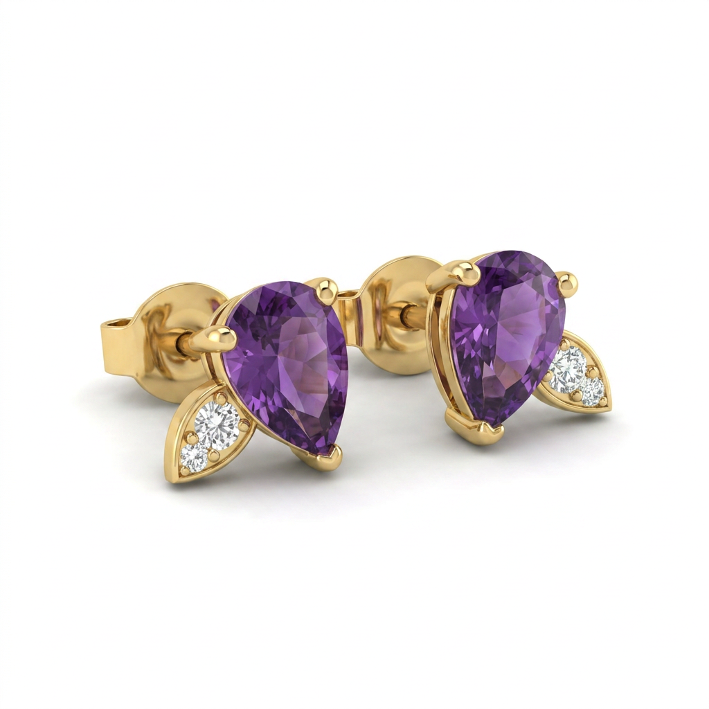Purple Zircon-Accented Earrings – 925 Sterling Silver