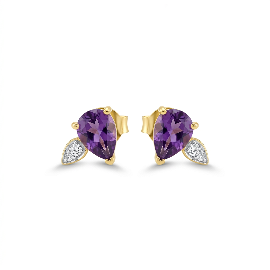 Purple Zircon-Accented Earrings – 925 Sterling Silver