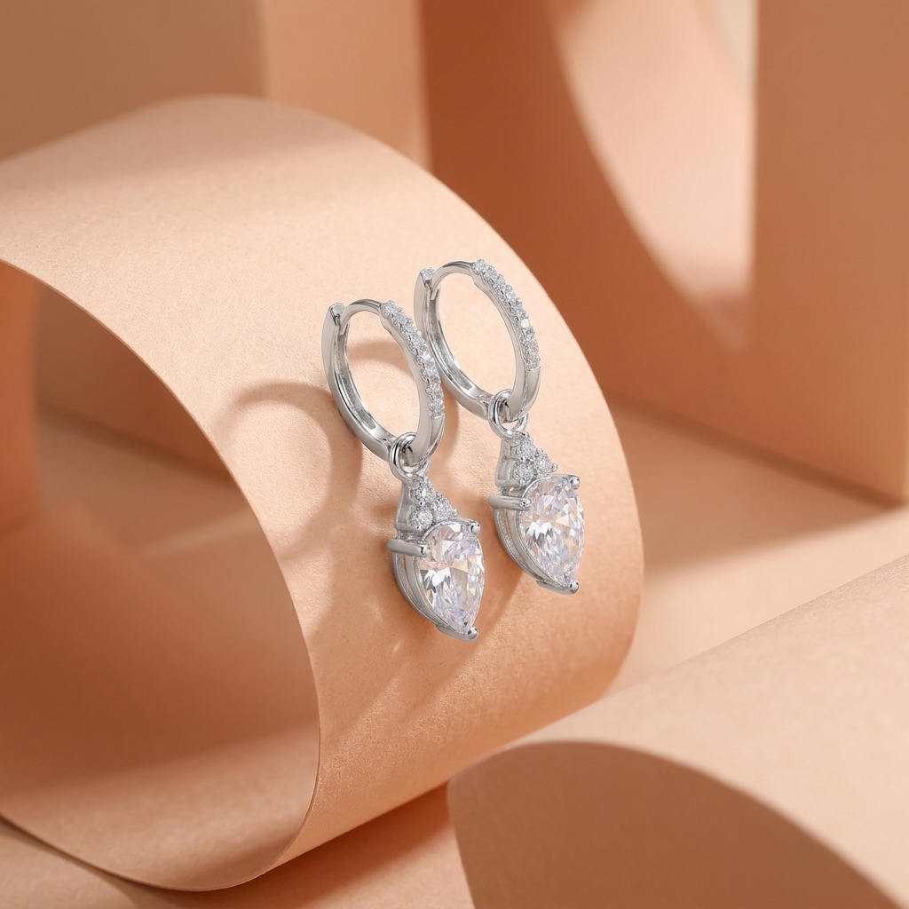 925 silver delicate dangling stone earrings.
