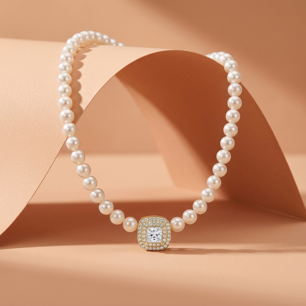 925 Silver Royal Pearl Necklace – Gold Plated