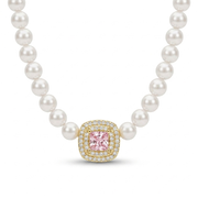 925 Silver Necklace with Sparkling Pink Stone & Pearl