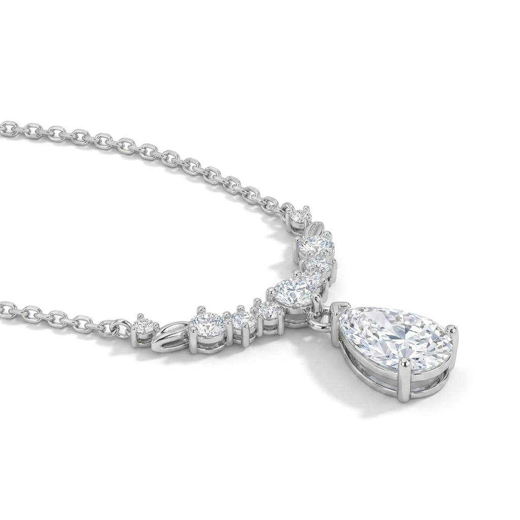 925 Silver Dangle Teardrop Necklace
