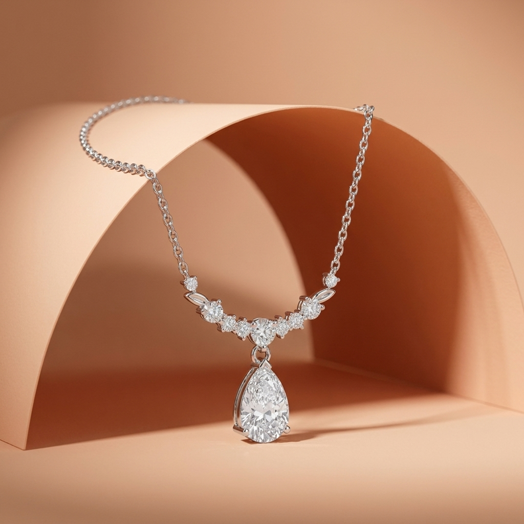 925 Silver Dangle Teardrop Necklace