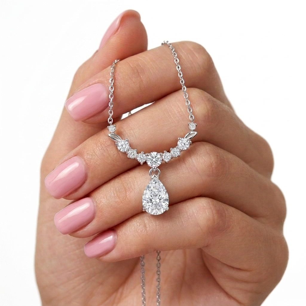 925 Silver Dangle Teardrop Necklace