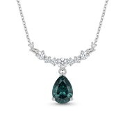 925 Silver Necklace with Elegant Dark Green Stone