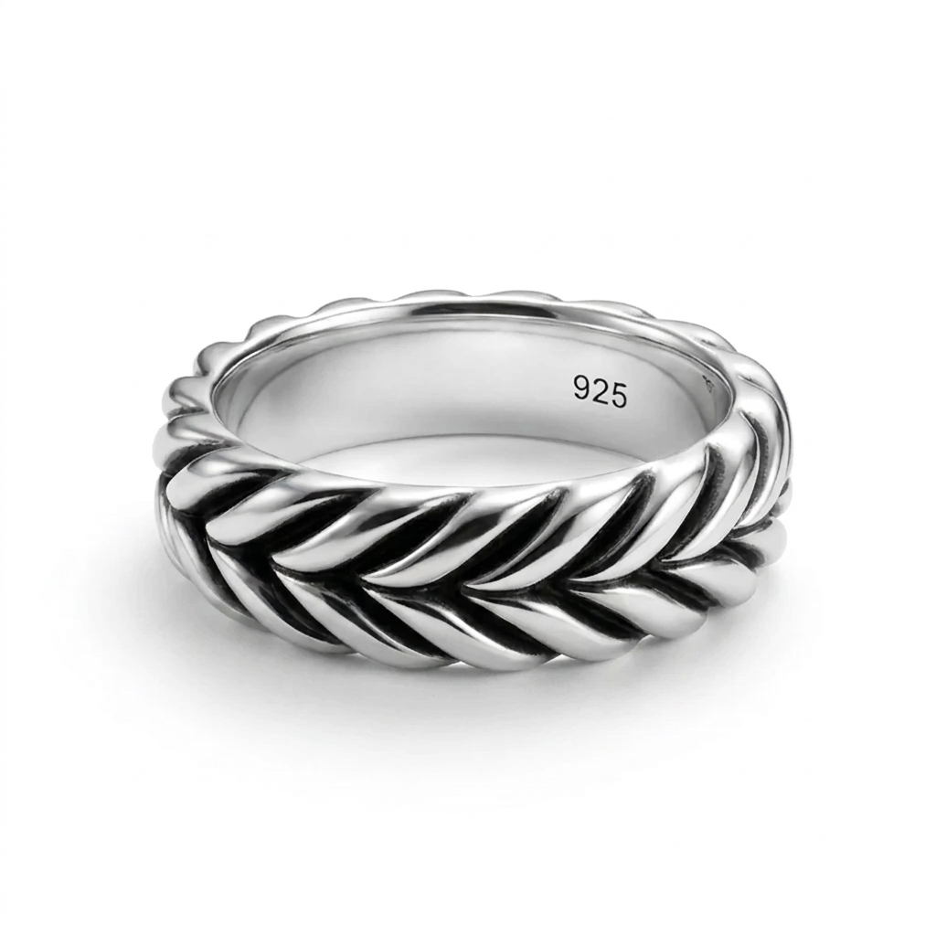 925 Silver Men's Ring With Elegant Braided Design