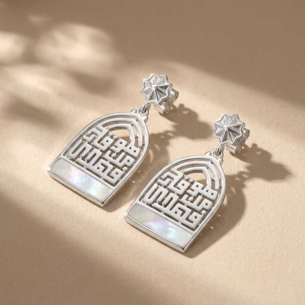 Women's 925 Silver Earrings with Mother of Pearl (He Ordained and Guided)
