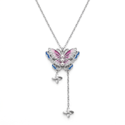 925 Silver Colorful Butterfly Necklace with Delicate Details