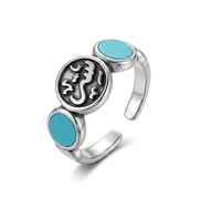 خاتم فضة حريمي عيار 925 بحجر الفيروز (ستر)