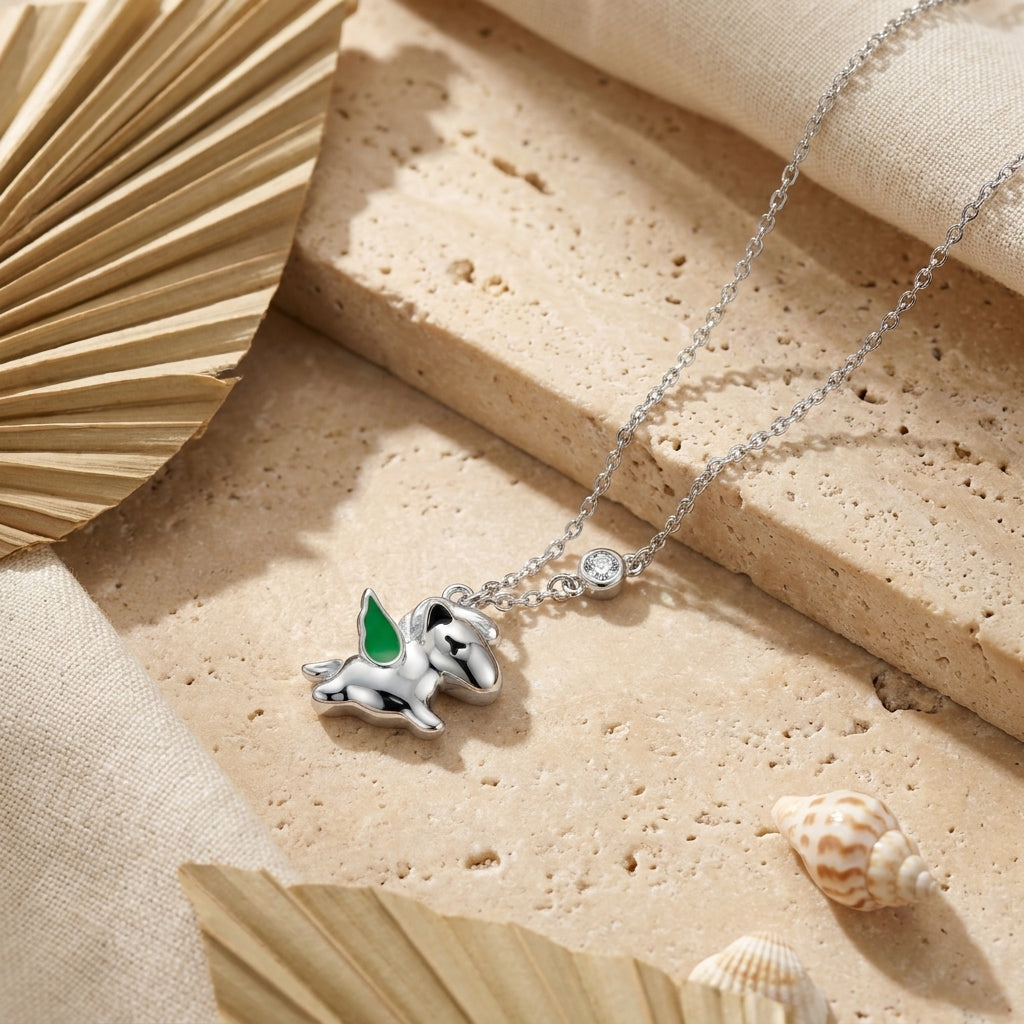 Green Winged Horse Necklace