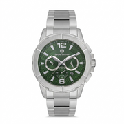 Sergio Tacchini Men's Chronograph Watch – Green Dial & Silver Stainless Steel Bracelet