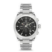 Sergio Tacchini Men's Chronograph Watch – Black Dial & Silver Stainless Steel Bracelet
