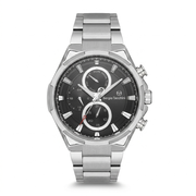 Sergio Tacchini Men's Chronograph Watch – Black Dial & Silver Stainless Steel Bracelet