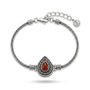 925 Silver Bracelet with Red Agate Stone