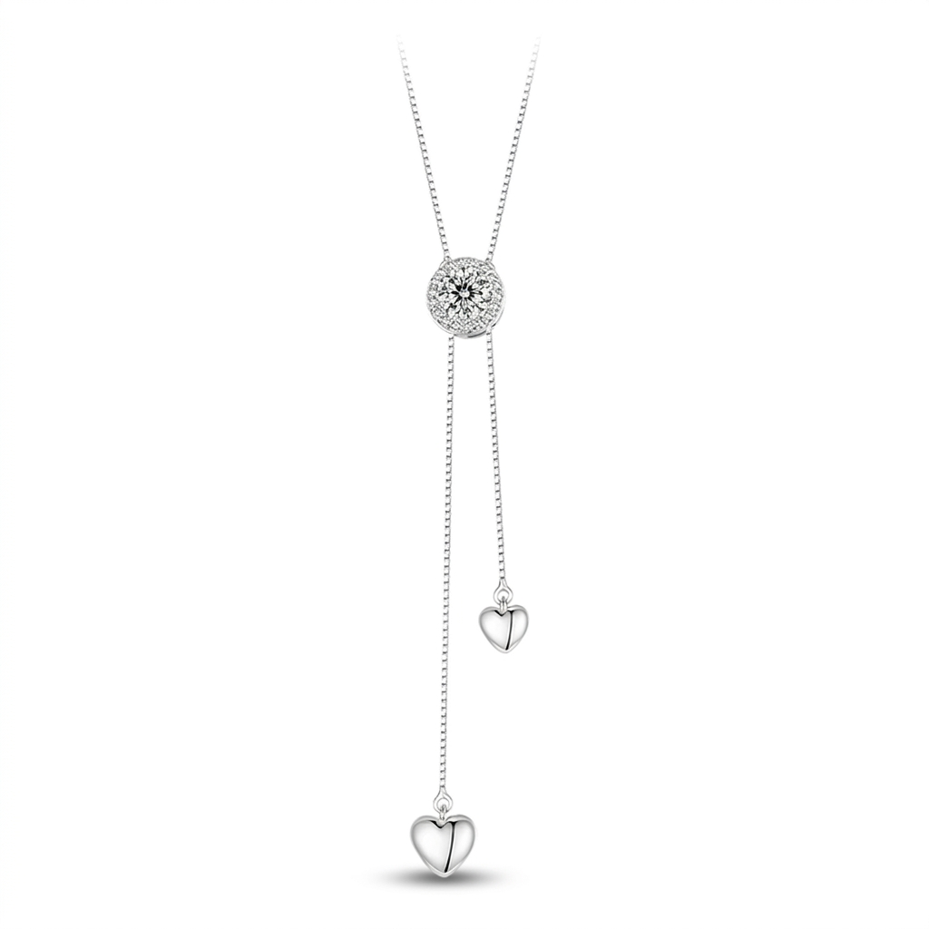 Moissanite Drop Heart 925 Silver Necklace
