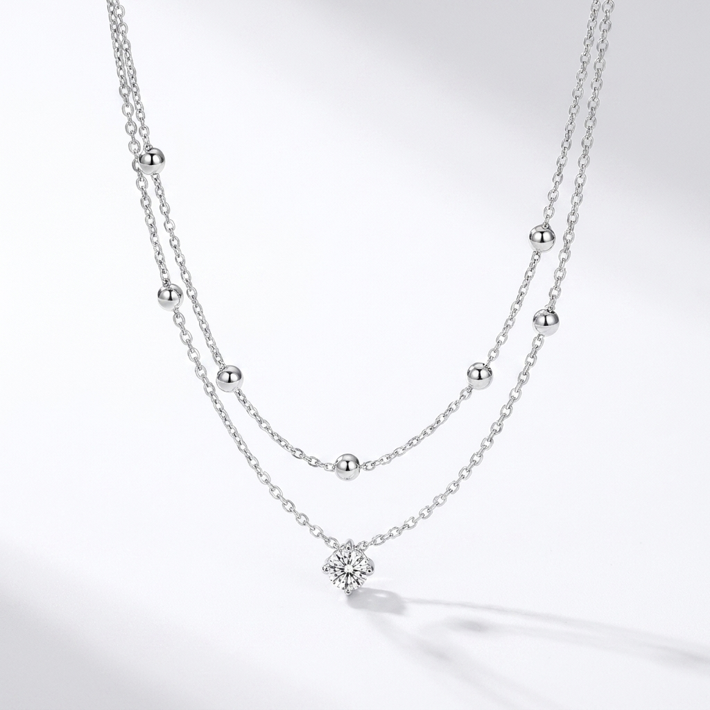 Dangling Moissanite 925 Silver Necklace