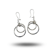 Interlocking Double Circle Earrings in 925 Silver