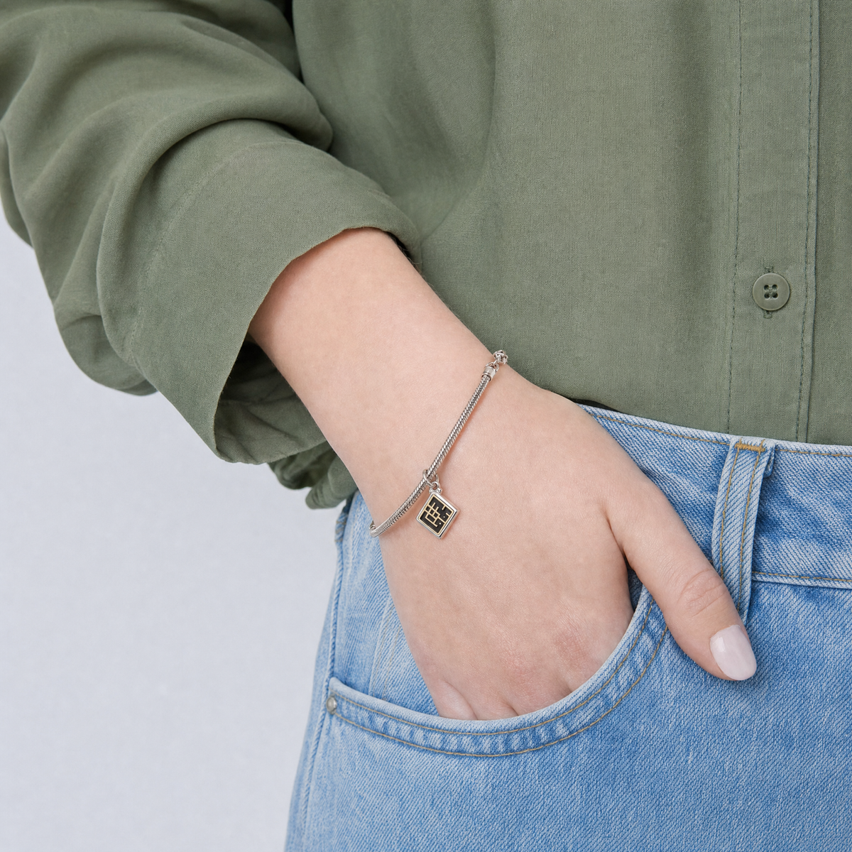 Silver Bracelet with Shawq Pendant - 925 Sterling Silver