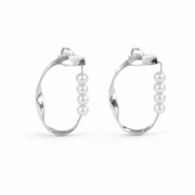 Pearl Detail Hoop Earrings 925 Silver