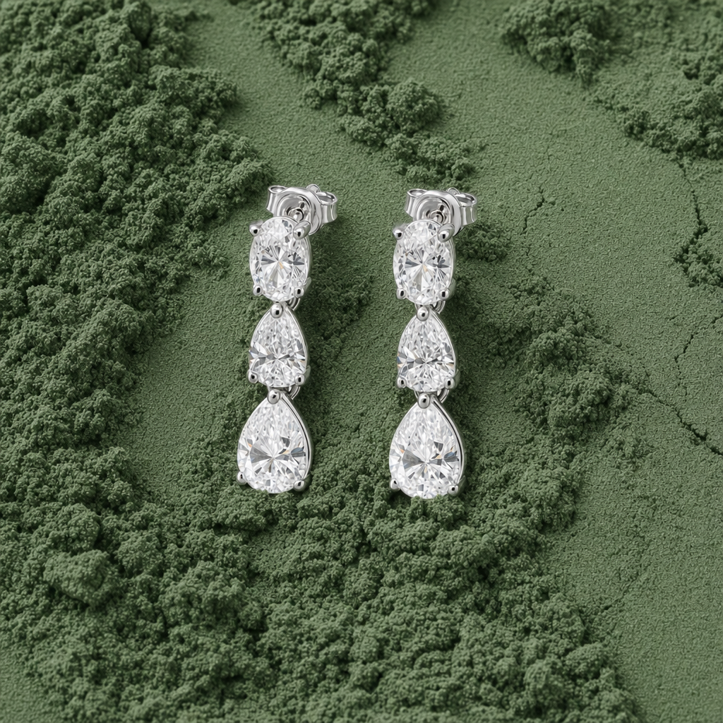 Graduated Zircon Earrings 925 Silver