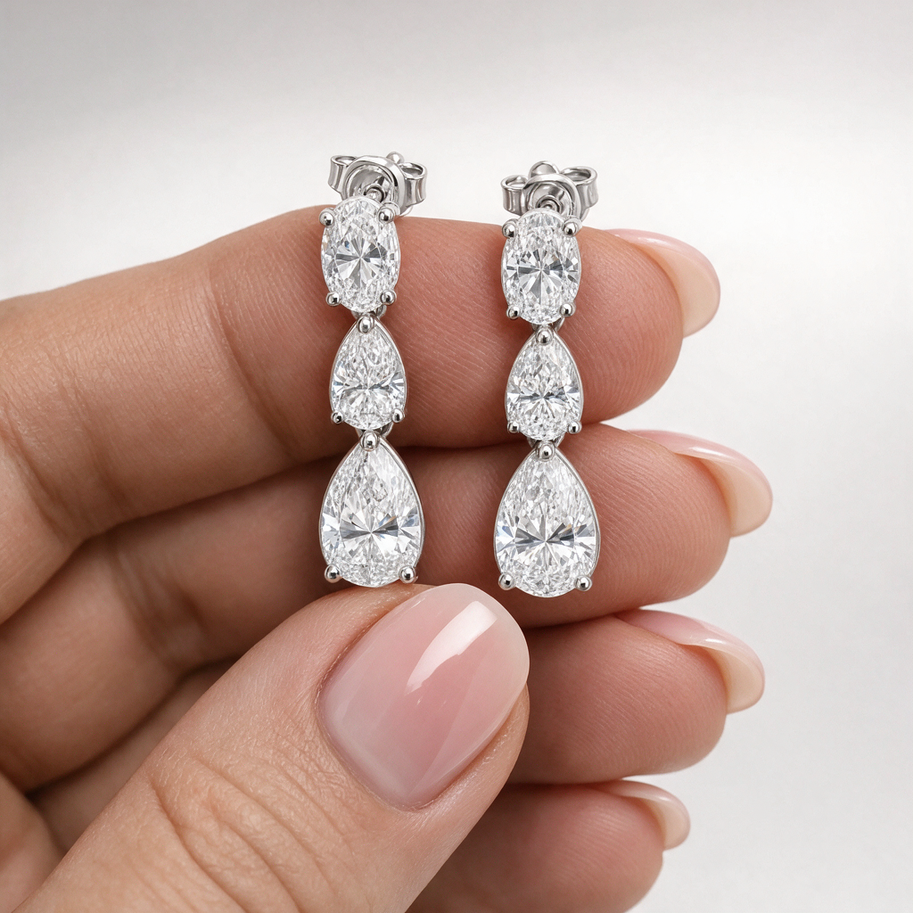 Graduated Zircon Earrings 925 Silver
