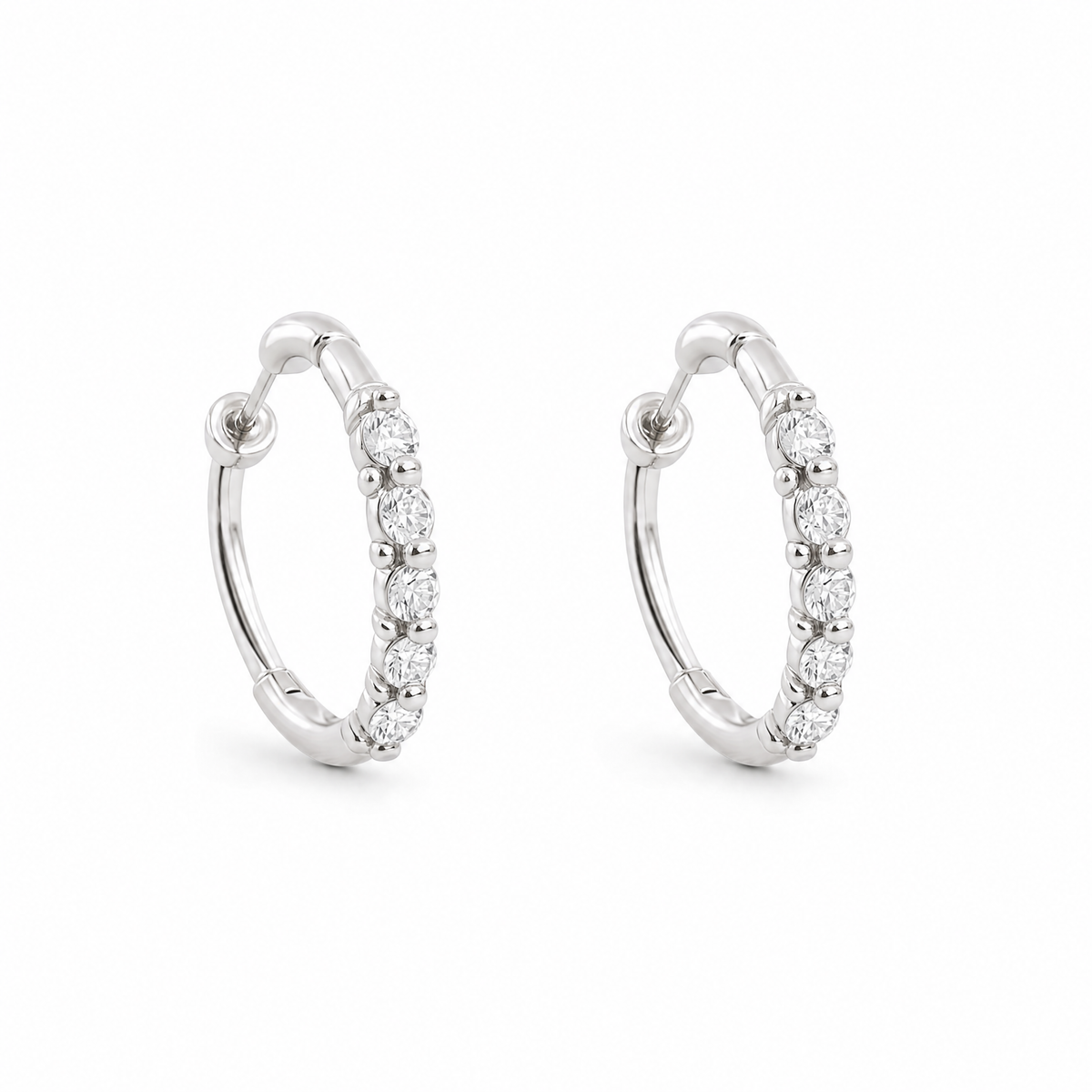Elegant Round Hoop Earrings with Sparkling Stones 925 Silver