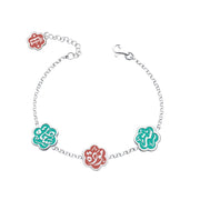 Silver Bracelet Engraved with Arabic Words "Satr -Mawadda- Happiness"