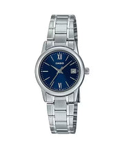 Casio Women's Analog Watch - Blue Dial with Stainless Steel Band
