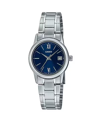 Casio Women's Analog Watch - Blue Dial with Stainless Steel Band