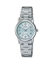 Casio Women's Analog Watch - Light Blue Dial with Stainless Steel Band