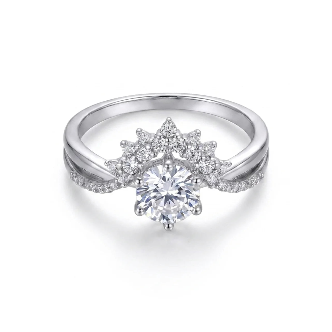 925 Silver Ring with Delicate Crown Details