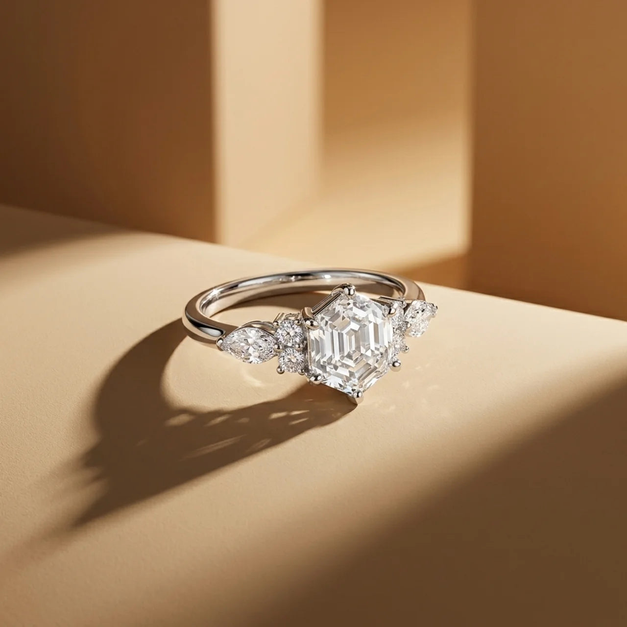 925 Silver Elegant Ring with a Square Stone and Attractive Shine
