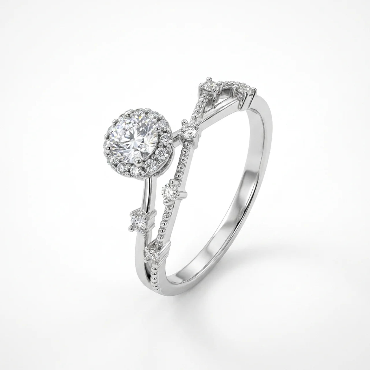 925 Silver Ring with a Round Stone and Luxurious Details